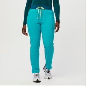 Figs Teal High Waisted Yola Skinny Scrub Pants Large